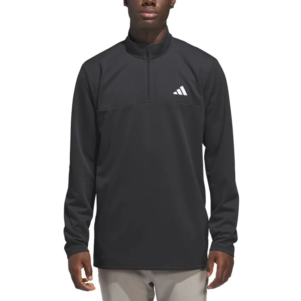 Adidas Mens Long Sleeve Quarter Zip Pullover Black Activewear XL NEW